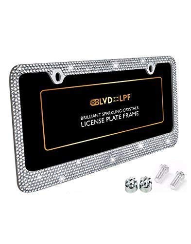 BLVD-LPF OBEY YOUR LUXURY Popular Bling 7 Row Crystal Metal Chrome License Plate Frame with Screw Caps (1, Clear)