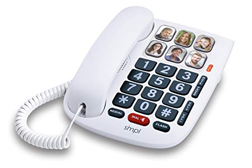 SMPL Hands-Free Dial Photo Memory Corded Phone # 56010, One-Touch 6 Photo Buttons, Amplification of Incoming Calls, Big Button Keypad, High-End Durable ABS Plastic and Button Construction