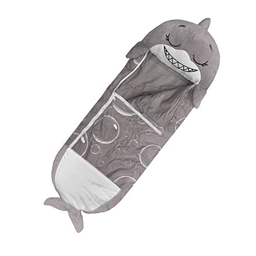 Happy Nappers Pillow & Sleepy Sack- Comfy, Cozy, Compact, Super Soft, Warm, All Season, Sleeping Bag with Pillow- Medium 54” x 20”, Shark