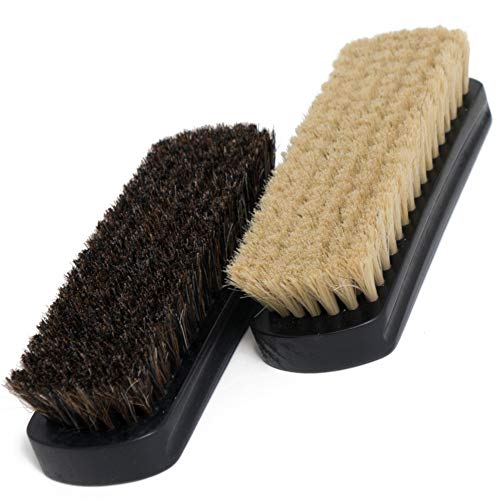 7' Horsehair Shoe Brushes (2pcs) – 2 Color Hair Made for Light & Dark Shoes or Boots