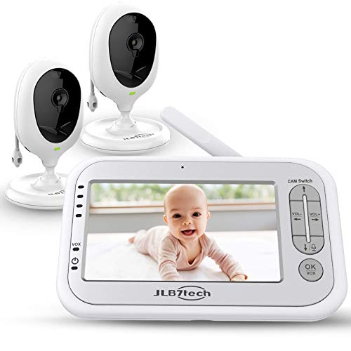 Video Baby Monitor,JLB7tech Baby Monitor with 2 Cameras and Audio,4.3'' LCD Screen, Infrared Night Vision,Two-Way Audio,Temperature Monitoring,Power Saving Mode,Zoom in,Support Multi- Camera