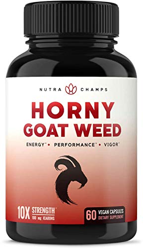 Premium Horny Goat Weed Extract [10X Strength Icariins] with Maca, Tribulus & Ginseng - Energy & Performance Complex for Men & Women - 1000mg Epimedium Powder Pills Supplement, Vegan Capsules