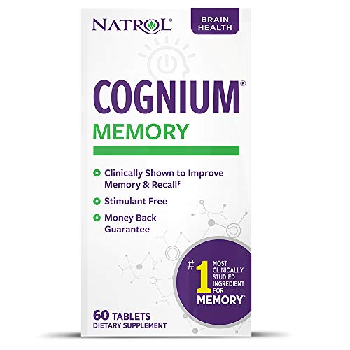 Natrol Cognium Tablets, Brain Health, Keeps Memory Strong, #1 Clinically Studied, Shown to Improve Memory and Recall, Safe and Stimulant Free, 100mg, 60 Count