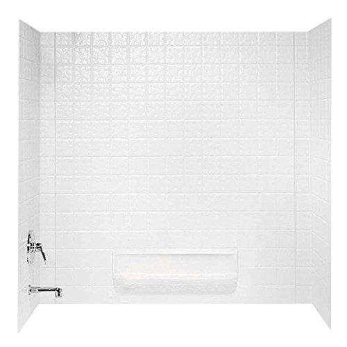 Swanstone TI30000.010 Veritek Glue-Up 3 Panel Bathtub Wall Kit, 30-in L X 60-in H X 59.625-in H, White