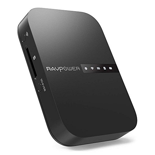 RAVPower FileHub, Travel Router AC750, Wireless SD Card Reader, Connect Portable SSD Hard Drive to iPhone iPad Tablet Smart Phone Laptop for Photo Backup, Data Transfer, Portable NAS, 6700mAh Battery