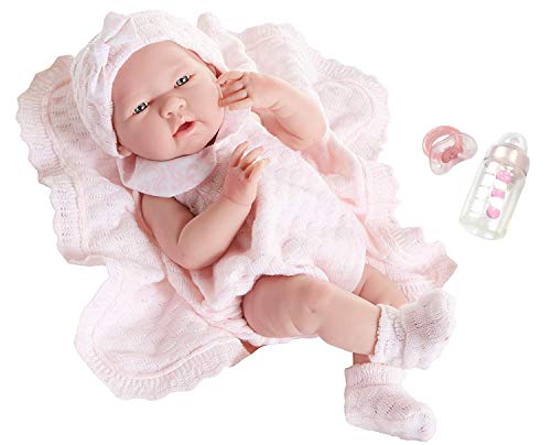 Anatomically Correct Real Girl Baby Doll | 15' All-Vinyl Baby Doll | JC Toys - La Newborn | Made in Spain | Comes With Pink Knit Outfit and Accessories | Designed by Berenguer | Ages 2+