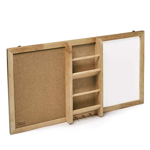 Prosumer's Choice Entryway Corkboard and White Board with Key and Mail Organizer for Home or Office