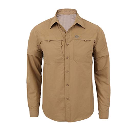 Fashion Men's Quick-Drying Casual Military Pure Color Long Sleeve T-Shirt Tops Khaki