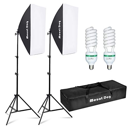 MOUNTDOG Softbox Lighting Kit Photography Studio Light 20'X28' Professional Continuous Light System with E27 95W Bulbs 5500K Photo Equipment for Filming Model Portraits Advertising Shooting