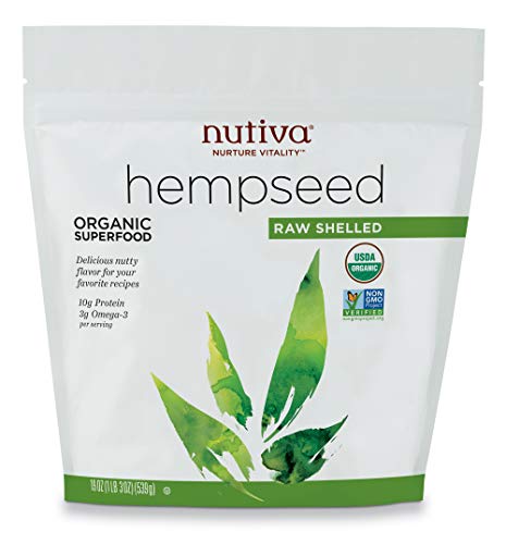 Nutiva Organic, Raw, Shelled Hempseed from non-GMO, Sustainably Farmed Canadian Hemp, 19-Ounces