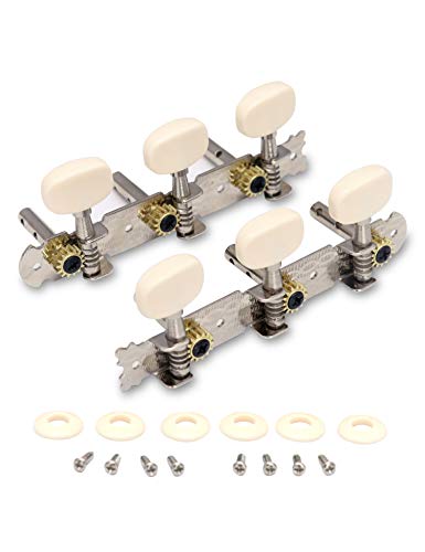 Metallor 3 on a Plank Guitar Tuning Pegs Gold Plated Machine Heads Tuning Keys Tuners Single Hole for Classical Guitar 3L 3R. (G326)