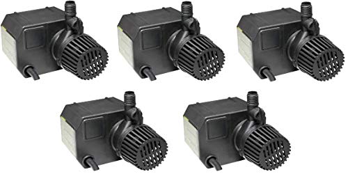 Beckett Corporation 250 GPH Submersible Pond Pump - Water Pump for Small Ponds, Fountains, Fish Tanks, and Aquariums - 7.1' Max Fountain Height, Black (Fivе Расk)