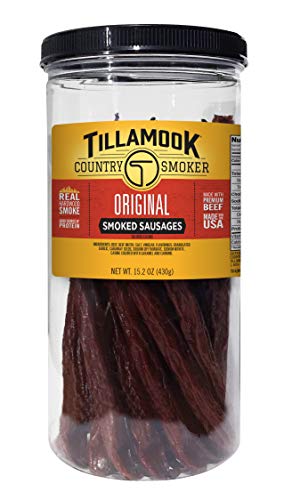 Tillamook Country Smoker Real Hardwood Smoked Beef Sticks Resealable Jar, 20 Count
