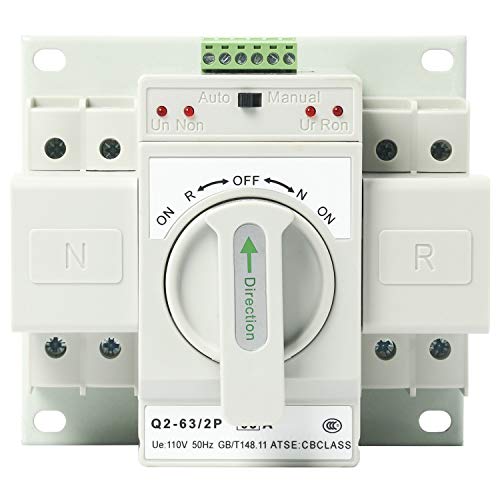 110V 2P 63A MCB type Mini Dual Power Automatic Transfer Switches Toggle Controller Change-Over Switch ATS Self Cast Conversion