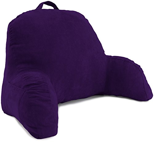 Deluxe Comfort Microsuede Bed Rest Pillow, 22' x 17' x 9', Purple