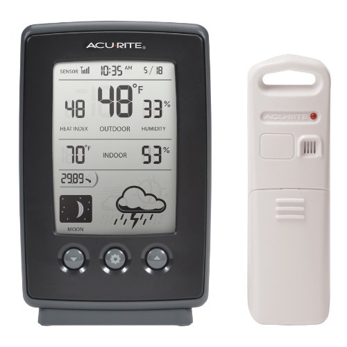 AcuRite 00829 Digital Weather Station with Forecast/Temperature/Clock/Moon Phase,Black