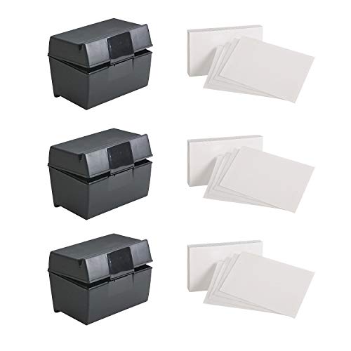 Oxford 01351 Plastic Index Card Flip Top File Box Holds 300 3 x 5 Cards, Matte Black (1 EA)