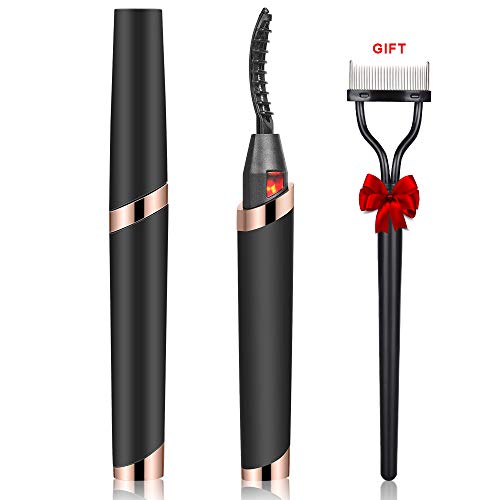 Heated Eyelash Curler, Electric Eyelash Curlers, Rechargeable Lash Curler with Eyelash Comb for Makeup Natural Curling EyeLashes and 24 Hours Long Lasting (2020 NEW Version)