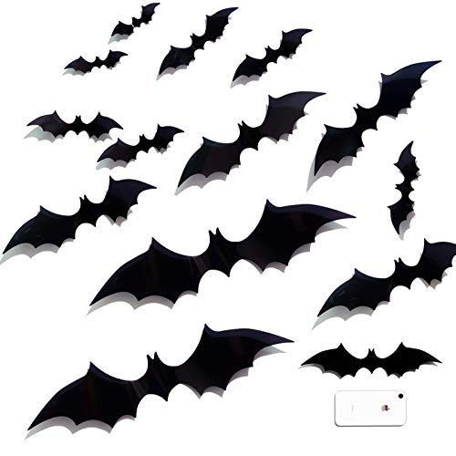 Halloween 3D Decoration Bat 80pcs Wall Sticker Halloween Party Supplies Indoor Outdoor Decoration
