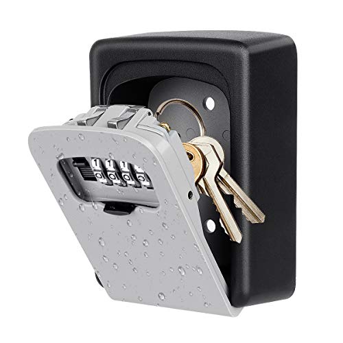 Key Lock Box Wall Mounted, 4 Digit Combination Lock Box for House Key Weatherproof Safe Security Key Storage Lock Box for Outside Realtors Garage Spare Keys