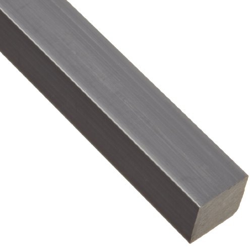 PVC (Polyvinyl Chloride) Rectangular Bar, Opaque Gray, Standard Tolerance, UL 94/ASTM D1784, 1' Thickness, 1' Width, 36' Length