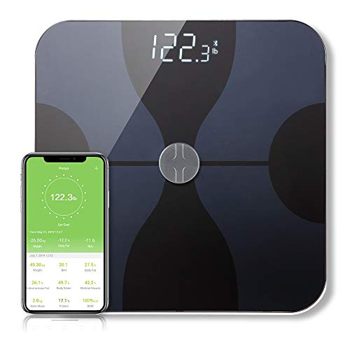 Bathroom Smart Scale Analyzer, Fat Scale Digital Bathroom Weighing - Wireless Smart Body Scale Composition Monitor Compatible Weight, Fat, Water, BMI, BMR, Muscle Mass with App Tracker (Wineglass)