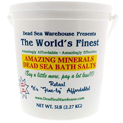 Dead Sea Warehouse - Amazing Minerals Dead Sea Bath Salts, Temporary Relief From Dry Itchy Skin, Aches and Pains, Exfoliates and Moisturizes, 100% Full Mineral 5 lb