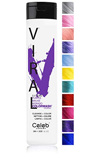 Celeb Luxury Viral Colorwash, Professional Semi-Permanent Hair Color Depositing Shampoo, Purple