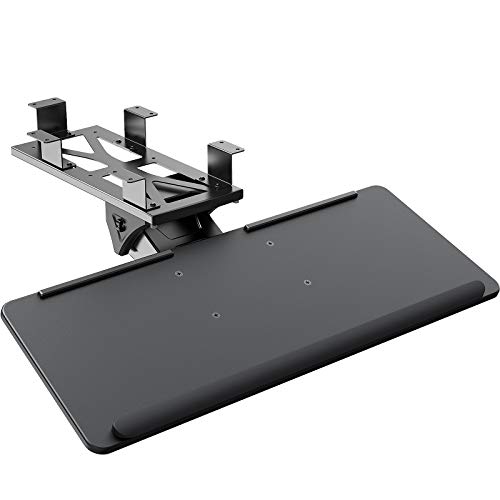 HUANUO Adjustable Keyboard Tray - Under Desk Computer Keyboard & Mouse Platform Tray, 26” x 9.6”,Black