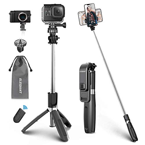 ELEGIANT Selfie Stick Tripod, 39.4 Inch Extendable Selfie Stick Tripod Stand with Wireless Remote Compatible with iPhone 11 11PRO XS Max XS XR X 8P 7P, Galaxy S20 S10 S9 S8, Gopro, Small Camera