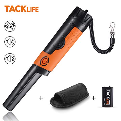 TACKLIFE Pinpointer Metal Detector Fully IP68 Waterproof with High Sensitivity, 9.8 Ft Underwater Measuring, Sound/Vibration Indication, 360° Scanning, Holster/Hanging Wire/Battery Included -MPP01
