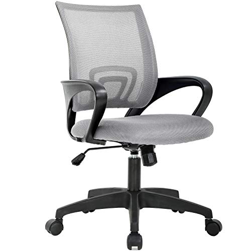 Home Office Chair Ergonomic Desk Chair Mesh Computer Chair with Lumbar Support Armrest Executive Rolling Swivel Adjustable Mid Back Task Chair for Women Adults (Grey)