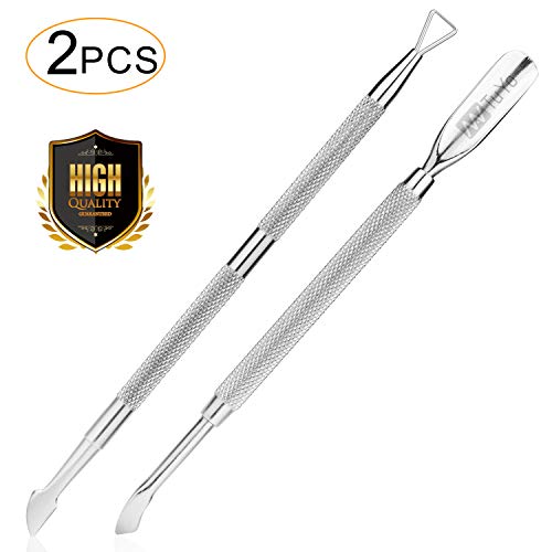 2PCS Cuticle Pusher and Cutter Set, Triangle Cuticle Nail Pusher Peeler Scraper, Professional Grade Stainless Steel Cuticle Remover, Durable Pedicure Manicure Tools for Fingernails Toenails by NANTuYo