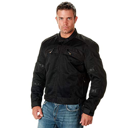 Xelement CF380 Men's 'Devious' Black Mesh Jacket with CE X-Armor Protection - 3X-Large