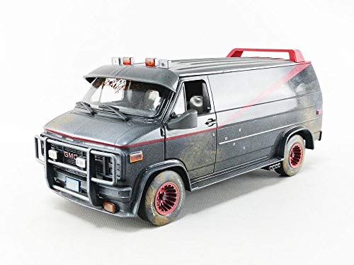 1983 GMC Vandura Black Weathered Version with Bullet Holes The A-Team (1983-1987) TV Series 1/18 Diecast Model Car by Greenlight 13567