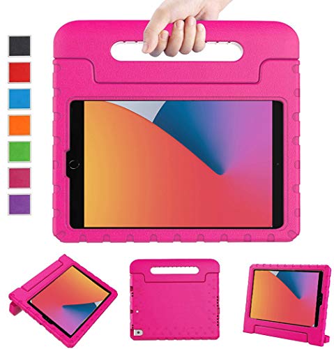 LTROP Case for New iPad 8th / 7th Generation Case, iPad 10.2 Case, iPad Case 10.2-inch Shockproof Light Weight Handle Stand Kids Case for Apple iPad 10.2 2020(8th Gen)/2019 (7th Gen) /Air 3 - Hot Pink