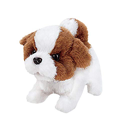 Shipping from US!!! Electronic Pet Plush Dog Cute Fashion Simulation Interactive Puppy Children's Toy Walking Barking Tail Wagging Stretching Companion Animal Gifts for Kids