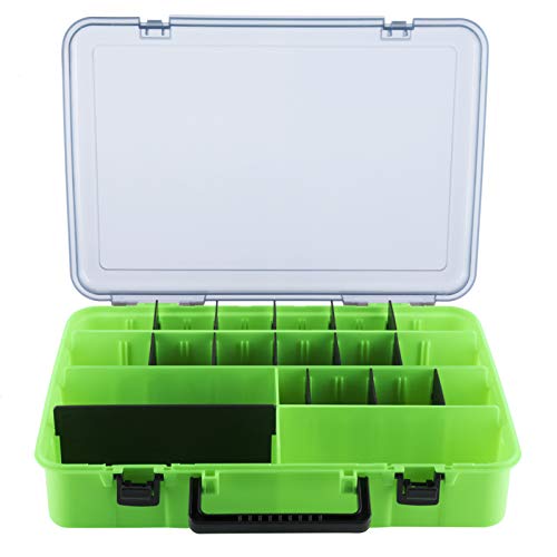 Goture Plastic Storage Organizer Box, Portable Bait Storage Adjustable Divider Removable Compartment with Handle, Tackle Tray for Fishing Storage