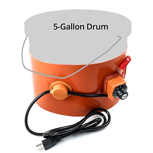QWORK Metal Drum Heater, 800 Watt, 120 Volt, Grease Keg Heater, Insulated Band Heater