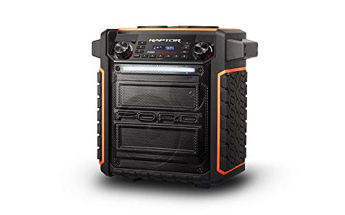 ION Audio Raptor | Ultra-Portable 100-Watt Wireless Water-Resistant Speaker with 75-Hour Rechargeable Battery, Bluetooth Streaming, AM/FM Radio and Multi-Color Light Bar
