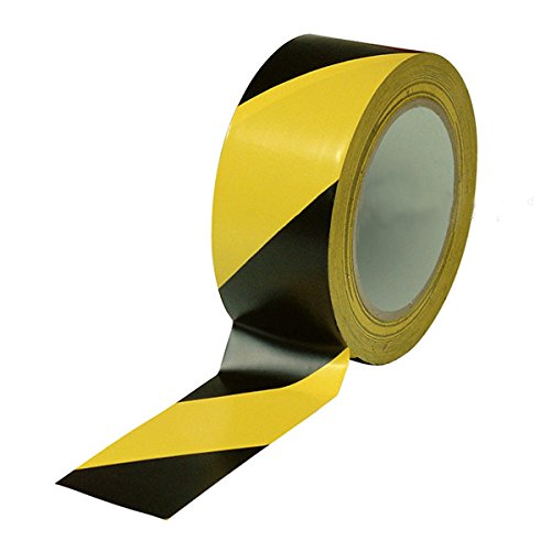 Black & Yellow Hazard Warning Safety Stripe Tape • 2' x 36 Yds • Ideal For Walls, Floors, Pipes And Equipment.