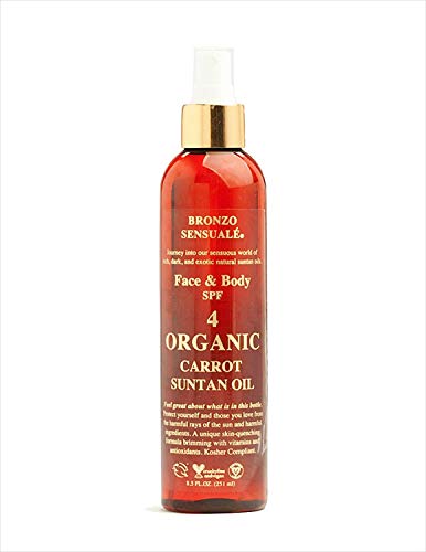 Bronzo Sensuale SPF 4 Reef Safe Sunscreen Deep Golden Tanning Organic Carrot Oil 8.5 Ounces