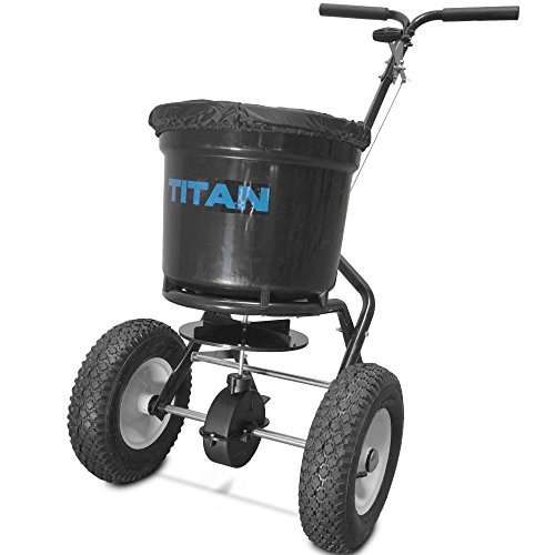 Titan 50 Lb. Fertilizer Broadcast Spreader, Lawn Care and Ice Melter Yard Tool