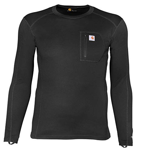 Carhartt Base Layer Men's Force Midweight Tech Thermal Base Layer Long Sleeve Shirt, Black, 3XL