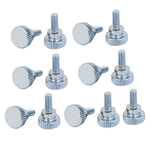 uxcell M4x10mm Flat Knurled Head Fully Threaded Thumb Screws Bolts Fastener 15pcs