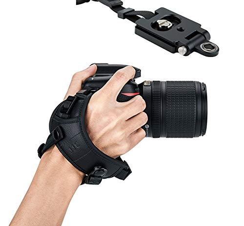 JJC HS-PRO1M Pro Hand Grip Strap for DSLR, W QR Arca Type Plate, Camera Hand Strap for Canon 5D II III ID 6D II 7D II 80D Nikon D850 D810 D800 D750 D700 D5 D4s D4 D7500 D3500 Sony a99 II a77 II a58