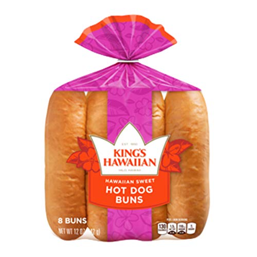 King's Hawaiian Original Hawaiian Sweet Hot Dog Buns 8 Count ,(Pack - 3)