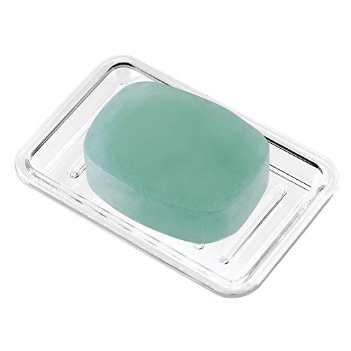 iDesign Royal Plastic Rectangular Soap Saver, Bar Holder Tray for Bathroom Counter, Shower, Kitchen, 3.5' x 5.25', Clear