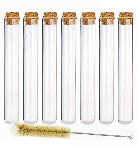 DEPEPE 12pcs 80ml Glass Test Tubes 25×200mm with Cork Stoppers and 1 Brush
