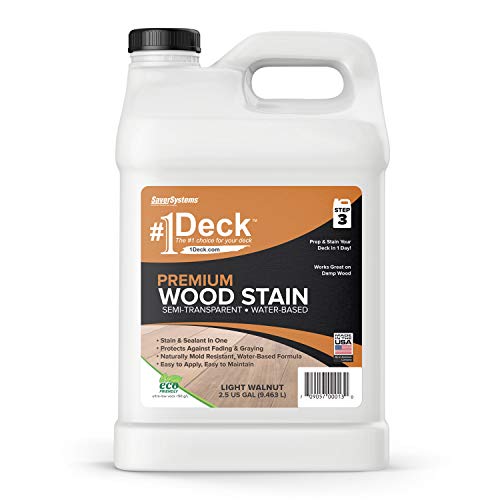 #1 Deck Premium Semi-Transparent Wood Stain for Decks, Fences, Siding - 2.5 Gallon (Light Walnut)